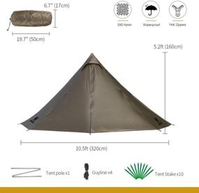 img 1 attached to 🏕️ OneTigris Smokey HUT Ultralight Hot Tent – 20D SIL-Nylon, Waterproof Teepee Tent – 2.6Ib | Ideal for Backpacking, Camping, Hiking, Bushcraft, Travel, Winter Camping with Tent Stove