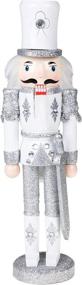 img 4 attached to 🎅 Clever Creations Silver Soldier 12 Inch Traditional Wooden Nutcracker: Festive Christmas Decor for Shelves and Tables