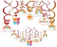 🌈 kristin paradise 30-count rainbow hanging swirl decorations, cloud party supplies, sunshine birthday theme decor for boy girl baby shower, colored first birthday favors idea - enhanced seo logo
