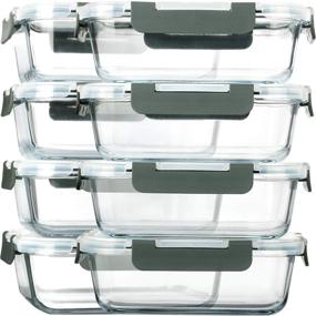 img 4 attached to 🍽️ 8-Pack of 30 oz Glass Meal Prep Containers by MCIRCO - Airtight Glass Food Storage Containers with Lids - BPA-Free, Microwave, Oven, Freezer, and Dishwasher Safe