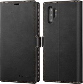 img 4 attached to 📱 Premium Leather Wallet Case for Samsung Galaxy Note 10 Plus 6.8” - Folio Flip Case with Kickstand, Card Holder Slots, Screen Protector - Shockproof Protective Cover (Black)