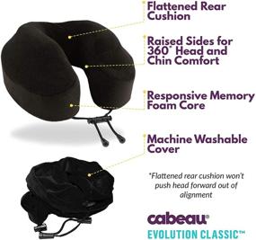 img 1 attached to 🌙 Enhance Your Travel Comfort with Cabeau Evolution Classic: 100% Memory Foam Travel Neck Pillow for Airplanes and Travel, providing 360-Degree Support and Backed by Sleep Science - Midnight
