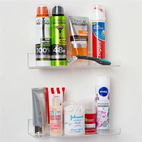 img 4 attached to Invisible Bathroom Shelf Wall Mounted - 2 Pack of 10 inch 🚽 Clear Acrylic Shelves by Pretty Display - Extra Strong and Easy to Install