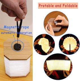 img 1 attached to 📚 Foldable Wooden Book Light, Portable Paper Mood Light with USB Rechargeable Night Light, Wooden Table Lamp Magnetic Design - Creative Gift for Home & Office Decor (Bamboo)