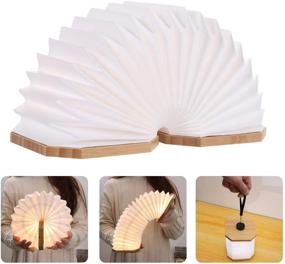 img 4 attached to 📚 Foldable Wooden Book Light, Portable Paper Mood Light with USB Rechargeable Night Light, Wooden Table Lamp Magnetic Design - Creative Gift for Home & Office Decor (Bamboo)