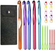 🪡 aluminum crochet hooks set: 7.0mm, 8.0mm, 9.0mm, 10.0mm, 12.0mm with felt case and accessories - ideal for beginners logo