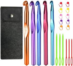 img 4 attached to 🪡 Aluminum Crochet Hooks Set: 7.0mm, 8.0mm, 9.0mm, 10.0mm, 12.0mm with Felt Case and Accessories - Ideal for Beginners