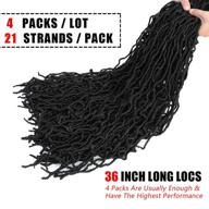 new soft locs crochet braids hair for black women - andromeda new locs 36 inch pre-looped soft faux locs 4 pack - synthetic wavy goddess locs african roots braiding hair extensions (1b, 36 inch - 4 pack) logo