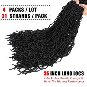 img 4 attached to New Soft Locs Crochet Braids Hair for Black Women - Andromeda New Locs 36 Inch Pre-Looped Soft Faux Locs 4 Pack - Synthetic Wavy Goddess Locs African Roots Braiding Hair Extensions (1B, 36 Inch - 4 Pack)