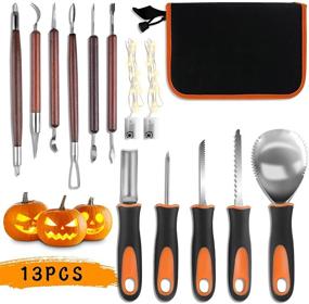 img 4 attached to 🎃 Samyoung 13-Piece Stainless Steel Pumpkin Carving Kit Tools, Heavy Duty Pumpkin Carving Set with Light Strips, Pumpkin Cutting Supplies with Carrying Case