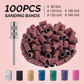 img 3 attached to MelodySusie 100 Pcs Professional Sanding Bands Nail Manicure Kit: 180 Grit File Sand Piece Set With Mandrel for Nail Drill Bits