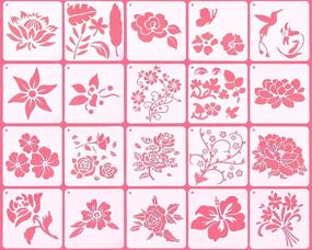 img 4 attached to 🌸 ORNOOU Flower Stencil Kit - 20Pcs, Reusable Stencils for Painting on Wood Wall Fabric Canvas - Floral Stencils for DIY Art Craft Home Decoration