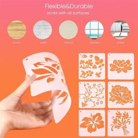 img 1 attached to 🌸 ORNOOU Flower Stencil Kit - 20Pcs, Reusable Stencils for Painting on Wood Wall Fabric Canvas - Floral Stencils for DIY Art Craft Home Decoration