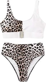 img 1 attached to Floerns Womens Leopard Bathing Gray Withe Swimsuits & Cover Ups: Trendy Women's Clothing and Swimwear Collection