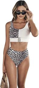 img 4 attached to Floerns Womens Leopard Bathing Gray Withe Swimsuits & Cover Ups: Trendy Women's Clothing and Swimwear Collection