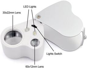 img 1 attached to 🔍 NIEGIENNA-30x 60x Dual Lens Jewelers Eye Loupe: Illuminated Magnifier for Jewelry Inspection with LED Light - 2in1 Pocket Microscope (Silver/White)