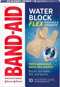 img 4 attached to 💧 Водонепроницаемый пластырь Water Block Flex Band-Aid: 100% водонепроницаемые лейкопластыри для суставов и кончиков пальцев, первая помощь при маленьких порезах, царапинах и ранах, сверхгибкий дизайн, разные цвета, упаковка из 10 штук