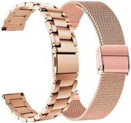 🌹 vicrior stainless steel + mesh strap bracelet watch band set for garmin vivomove hr sport/premium - compatible replacement bands, rose gold logo