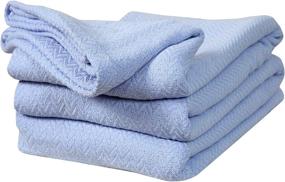 img 2 attached to 🛏️ Xenon Blue Full/Queen Thermal Blanket - 100% Soft Ringspun Cotton - Snuggle in These Cozy Cotton Blankets - Ideal for Layering Beds - Long-lasting Comfort and Warmth
