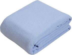img 4 attached to 🛏️ Xenon Blue Full/Queen Thermal Blanket - 100% Soft Ringspun Cotton - Snuggle in These Cozy Cotton Blankets - Ideal for Layering Beds - Long-lasting Comfort and Warmth