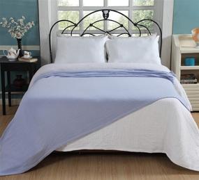 img 1 attached to 🛏️ Xenon Blue Full/Queen Thermal Blanket - 100% Soft Ringspun Cotton - Snuggle in These Cozy Cotton Blankets - Ideal for Layering Beds - Long-lasting Comfort and Warmth