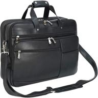 👜 premium napa leather business briefcase for men - spacious 18" laptop case messenger bag - fits 17.3" laptop logo