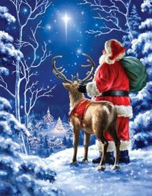 img 4 attached to Father Christmas 5D Diamond Painting Kit for Adults - JLHATLSQ Full Drill Round Crystal Embroidery Cross Stitch Kits for Home Decor (12X16inch)