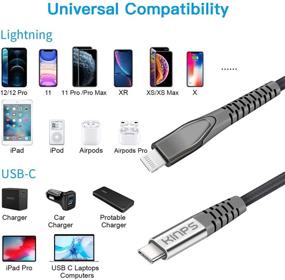 img 3 attached to KINPS MFI сертифицированный (3 фута/1 метр) USB C к молнии, быстрая зарядка, совместимый с iPhone 12/11/11Pro/11 Pro Max/XS MAX/X/XR