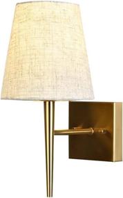 img 3 attached to 🛋️ EFINEHOME Mid-Century Modern Beige Fabric Shade Wall Sconce, Antique Gold 1-Light Indoor Wall Lamp Fixture for Hallway, Bathroom Vanity Sconces Wall Lighting (1 Set Plug in)