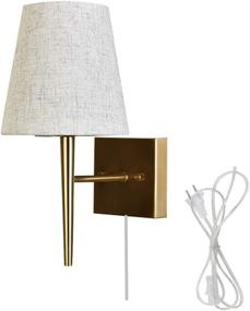 img 4 attached to 🛋️ EFINEHOME Mid-Century Modern Beige Fabric Shade Wall Sconce, Antique Gold 1-Light Indoor Wall Lamp Fixture for Hallway, Bathroom Vanity Sconces Wall Lighting (1 Set Plug in)