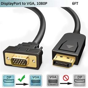 img 4 attached to 🔌 FOINNEX DisplayPort to VGA Adapter Cable, 6FT DP to VGA Male Adapter Cord, Display Port to VGA Video Converter for Lenovo, HP, ASUS, PC, Desktop