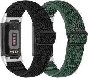 img 4 attached to Эластичный плетеный нейлоновый ремешок для Fitbit Charge 5 - стильный браслет для мужчин и женщин, совместимый с трекером Fitbit Charge 5 GPS.