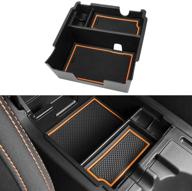🔶 improved subaru crosstrek and impreza center console organizer 2018-2021 with orange trim – enhanced interior accessories for secondary armrest storage tray logo