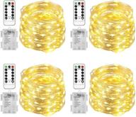 🎄 homemory 4 pack 20 ft 60 led fairy lights battery operated christmas lights with remote - waterproof, 8 modes firefly twinkle string lights for party, bedroom, wedding decorations логотип