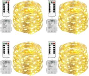 img 4 attached to 🎄 Homemory 4 Pack 20 Ft 60 LED Fairy Lights Battery Operated Christmas Lights with Remote - Waterproof, 8 Modes Firefly Twinkle String Lights for Party, Bedroom, Wedding Decorations