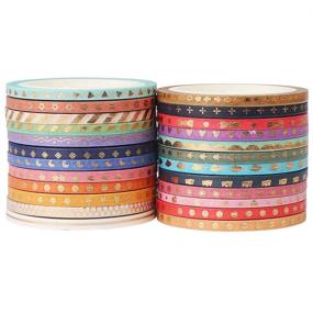 img 2 attached to 🎁 VEYLIN 24 Rolls Foil Gold Washi Tape, 3mm Slim Metallic Paper Adhesive Tape for Scrapbooking, Gift Wrapping, and Planners