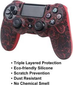 img 1 attached to 🎮 Enhance and Protect Your PS4 Controller with Silicone Skins – Leaf Water Printed DualShock 4 Cover Set for Sony PS4, PS4 Slim, PS4 Pro – Includes 2 Pack, 4 Pairs of Thumb Grips in Red & White