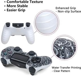 img 3 attached to 🎮 Enhance and Protect Your PS4 Controller with Silicone Skins – Leaf Water Printed DualShock 4 Cover Set for Sony PS4, PS4 Slim, PS4 Pro – Includes 2 Pack, 4 Pairs of Thumb Grips in Red & White
