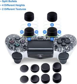 img 2 attached to 🎮 Enhance and Protect Your PS4 Controller with Silicone Skins – Leaf Water Printed DualShock 4 Cover Set for Sony PS4, PS4 Slim, PS4 Pro – Includes 2 Pack, 4 Pairs of Thumb Grips in Red & White