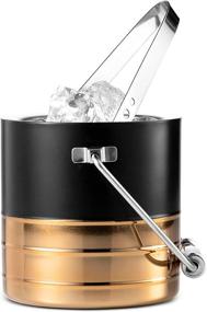 img 2 attached to 🍾 Mitbak Double-Walled Ice Bucket with Ice Tongs | Sleek Insulated Stainless Steel Ice Holder for Long-Lasting Frozen Ice | Elegant Kitchen and Bar Accessories | 1.5L (Black / Copper)