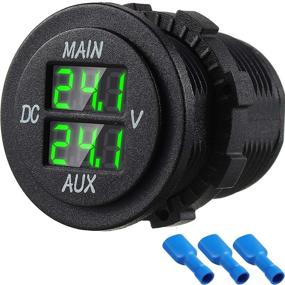 img 4 attached to 🚗 Green Round Panel LED Double Voltmeter: High-performance Voltage Monitor for Car, Pickup, RV & Dual Battery Pack Trucks