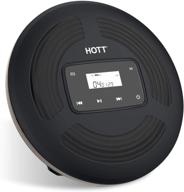 🎵 hott cd903 портативный перезаряжаемый cd-плеер с автоматическим возобновлением воспроизведения, антишоком, сенсорными кнопками, подсветкой дисплея и наушниками - черный логотип