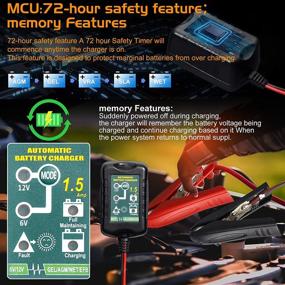 img 2 attached to 🔋 Automatic Battery Charger - 6V 12V 1.5A, Trickle Charger for AGM Gel SLA VRLA Flood Lead-Acid Batteries - Ideal for Car, Motorcycle & Starting Batteries - Dual Voltage Output Detection, Repair