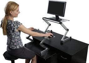img 2 attached to 🖥️ WorkEZ Standing Desk Conversion Kit: Affordable and Adjustable Sit to Stand Desktop Riser with Negative Tilt Keyboard Tray