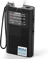 2021 новое noaa погодное радио: портативное am fm радио для путешествий с превосходным приемом и долговечным транзистором - аккумулятор на 2200 мач с возможностью зарядки, фонариком и оповещением sos (черный). логотип