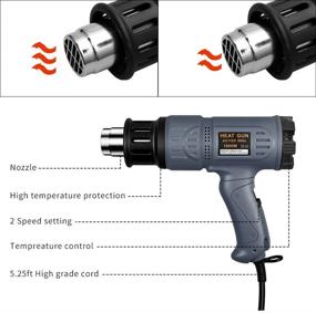 img 3 attached to SEEKONE 1800W Industrial Heat Gun with Variable Temperature Control (122℉~1202℉/50℃-650℃), Overload Protection, Two Temp-settings, Four Nozzle Attachments - Ideal for Shrinking PVC, Bending Pipe, and Removing Paint