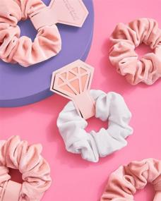 img 2 attached to 🎀 XO, Fetti Bachelorette Hair Tie Pack - 8 Velvet Scrunchies, Rose Gold Bridal Shower Decorations, Bride Tribe Party Favor, To Have and To Hold