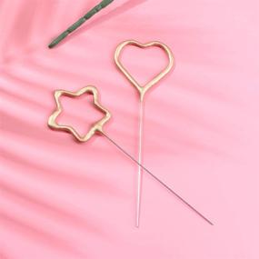 img 1 attached to 🎂 Pack of 6 Exquisite Creative Sparkler Candles Cake Toppers with Heart and Star Shapes for Birthday, Wedding, Anniversary, Valentine's Day, Christmas, and Festival Celebrations