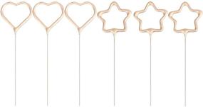 img 4 attached to 🎂 Pack of 6 Exquisite Creative Sparkler Candles Cake Toppers with Heart and Star Shapes for Birthday, Wedding, Anniversary, Valentine's Day, Christmas, and Festival Celebrations