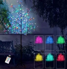 img 4 attached to 🎄 Outdoor Christmas Decor: 6FT Color Changing Cherry Blossom Light-Up Tree with Multicolored Flower Lights for Wedding Party Garden - Perfect for Decor inside & Outside